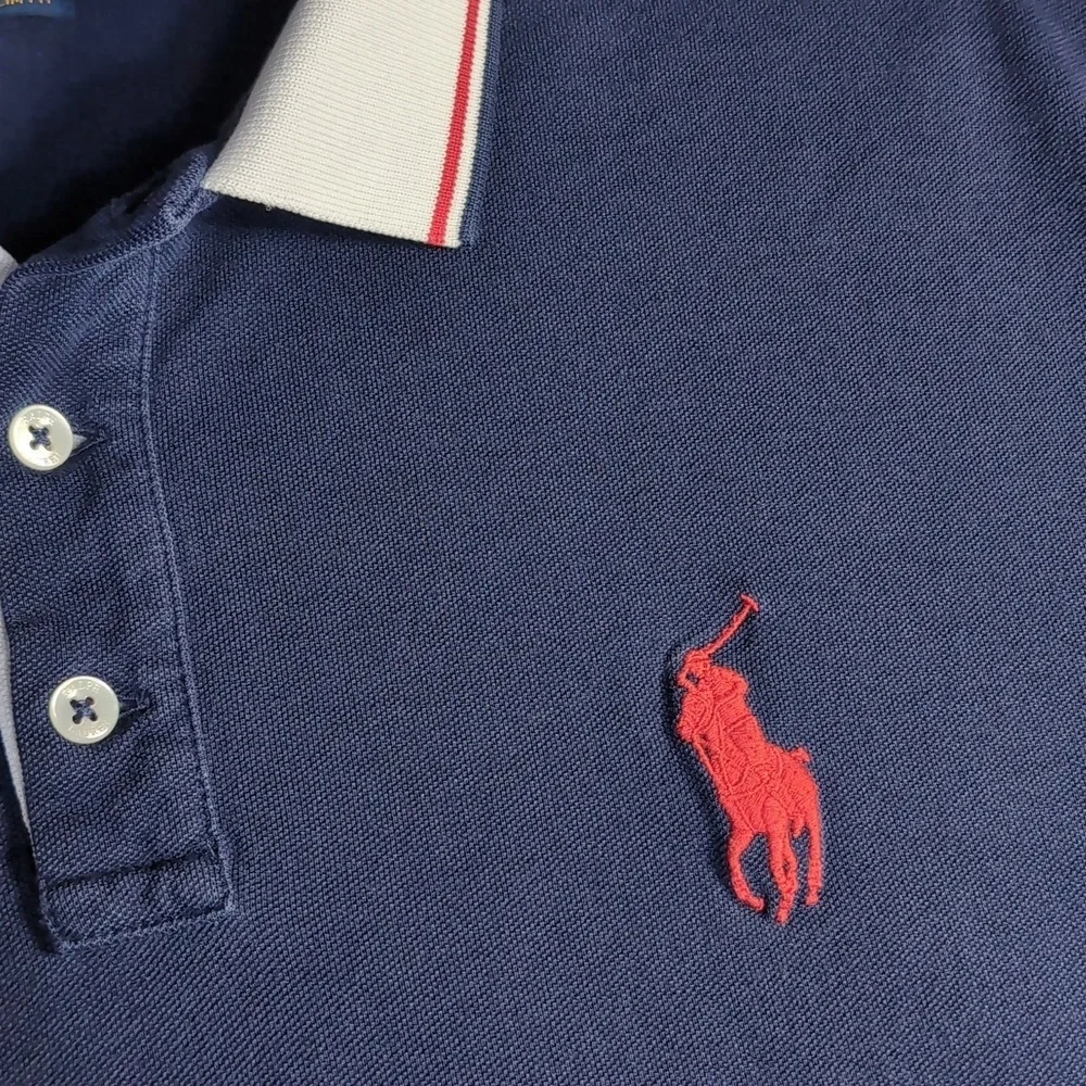 Polo Ralph Lauren Big Pony Ringer Polo Size XL in Navy Blue With Red/White/Blue